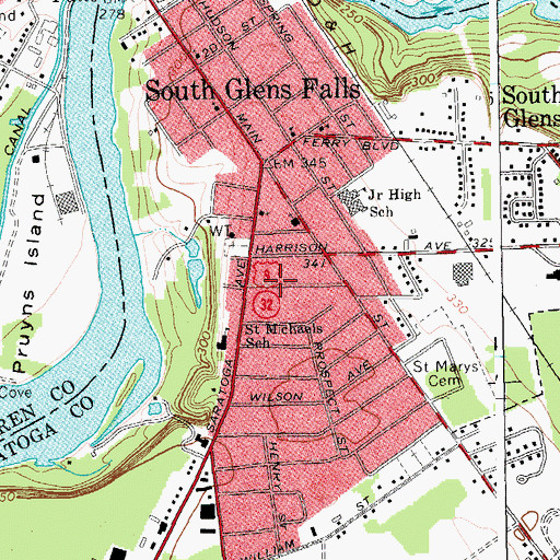Topographic Map of Village of South Glens Falls, NY
