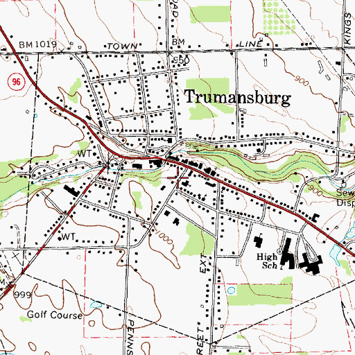 Topographic Map of Village of Trumansburg, NY