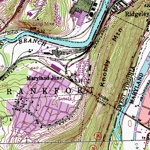 Topographic Map of Carpendale, WV