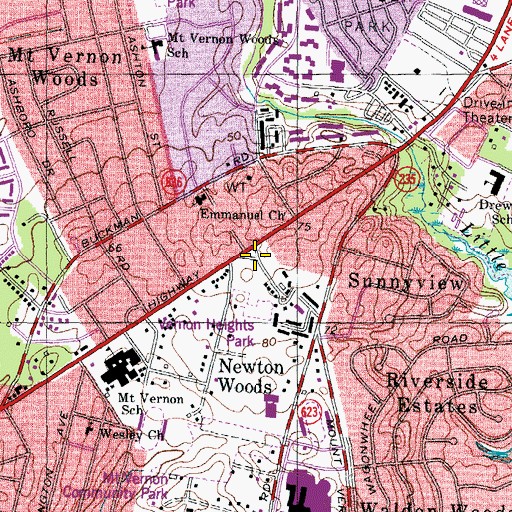 Topographic Map of Mount Vernon, VA