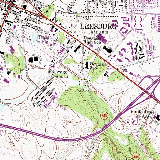 Topographic Map of Town of Leesburg, VA