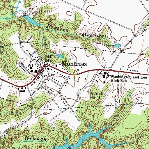 Topographic Map of Town of Montross, VA