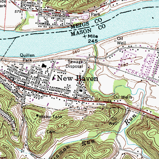 Topographic Map of Town of New Haven, WV