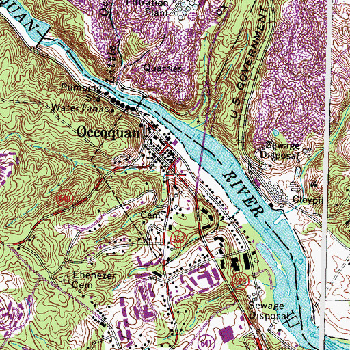 Topographic Map of Town of Occoquan, VA