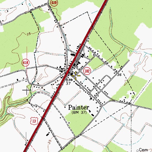 Topographic Map of Town of Painter, VA