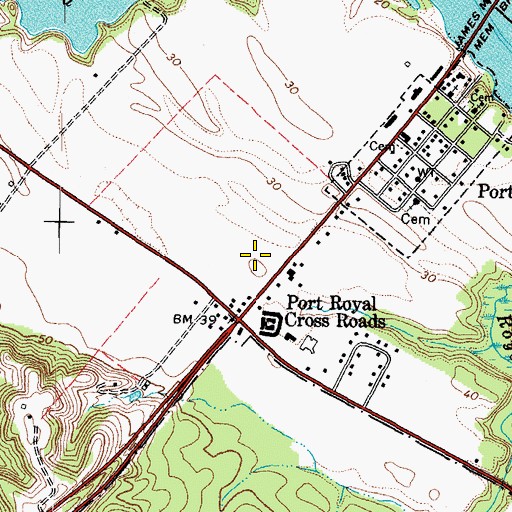 Topographic Map of Town of Port Royal, VA