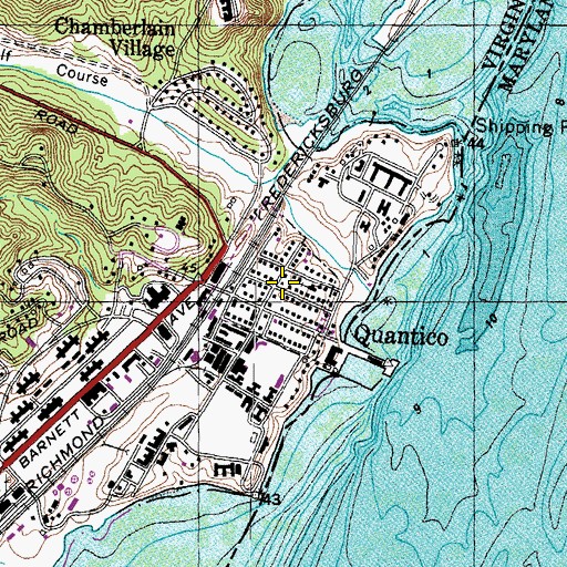 Topographic Map of Town of Quantico, VA