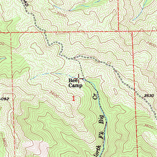 Topographic Map of Bee Camp, CA