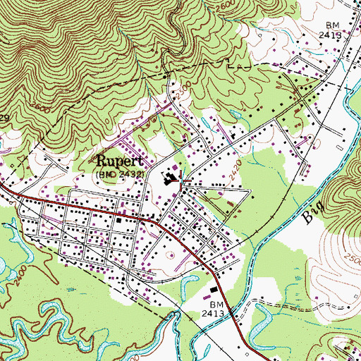 Topographic Map of Town of Rupert, WV