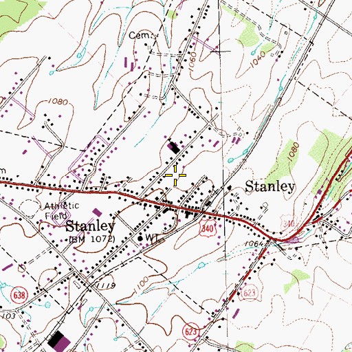 Topographic Map of Town of Stanley, VA