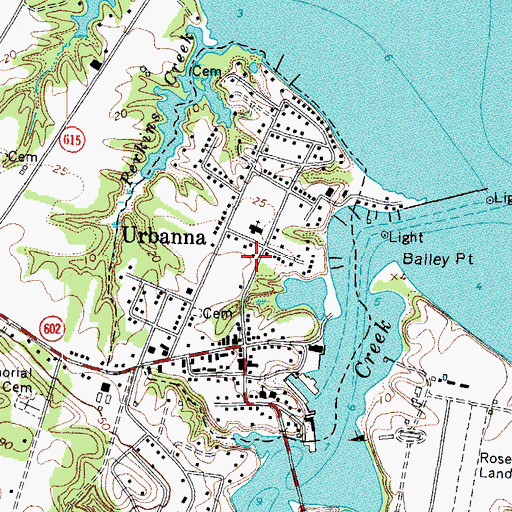 Topographic Map of Town of Urbanna, VA