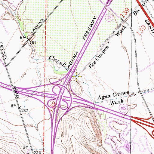 Topographic Map of Bee Canyon Wash, CA