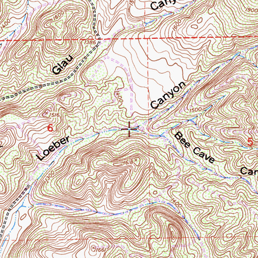 Topographic Map of Bee Cave Canyon, CA