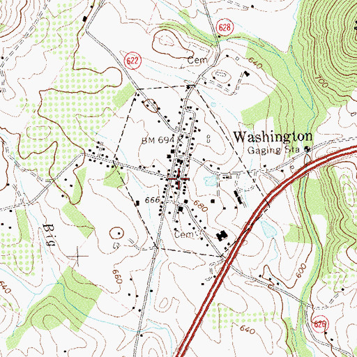 Topographic Map of Town of Washington, VA