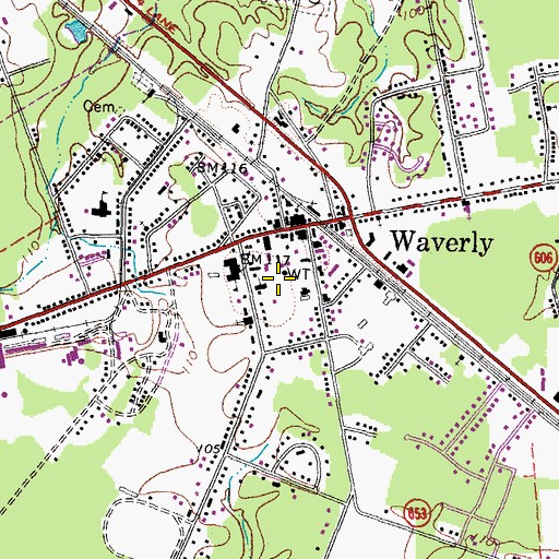 Topographic Map of Town of Waverly, VA