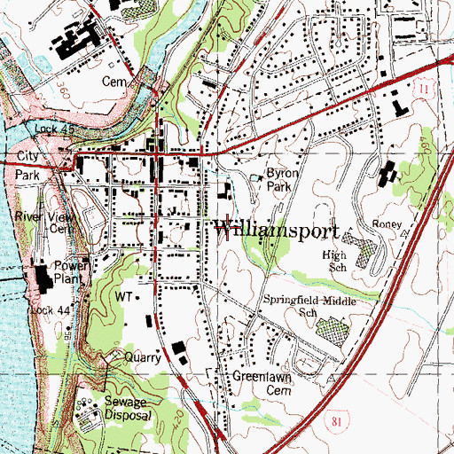 Topographic Map of Town of Williamsport, MD
