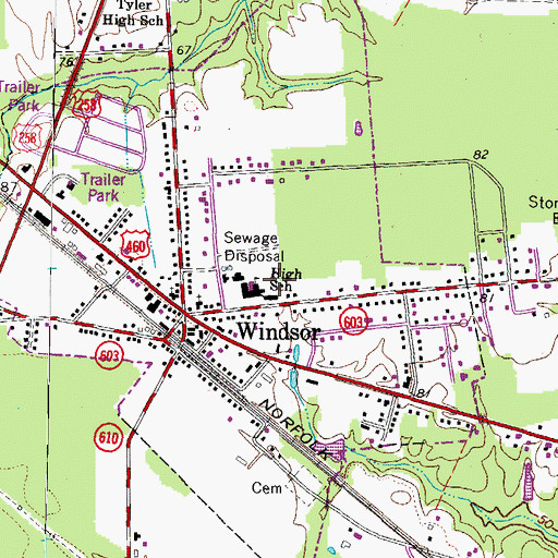 Topographic Map of Town of Windsor, VA