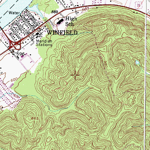Topographic Map of Town of Winfield, WV