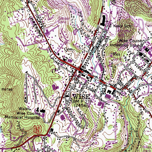 Topographic Map of Town of Wise, VA