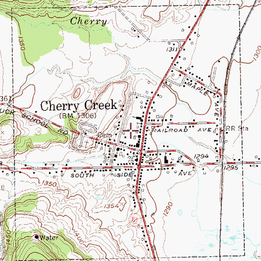 Topographic Map of Village of Cherry Creek, NY