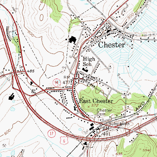 Topographic Map of Village of Chester, NY