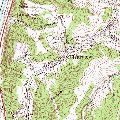 Topographic Map of Village of Clearview, WV