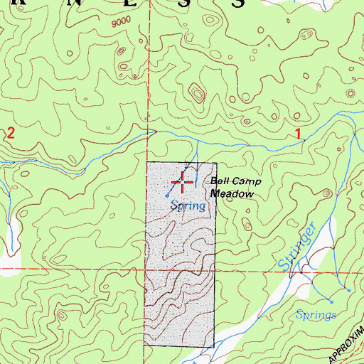 Topographic Map of Bell Camp Meadow, CA
