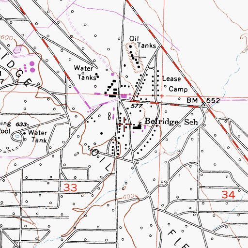 Topographic Map of Belridge Elementary School, CA