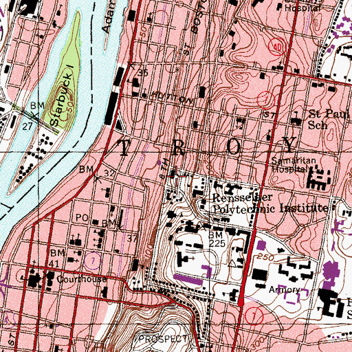 Topographic Map of Mary Warren School, NY