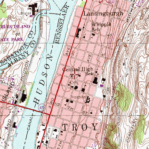 Topographic Map of Lansingburgh United Methodist Church, NY