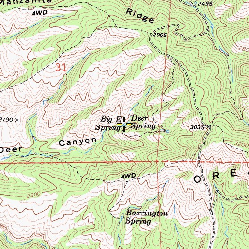 Topographic Map of Big E Spring, CA
