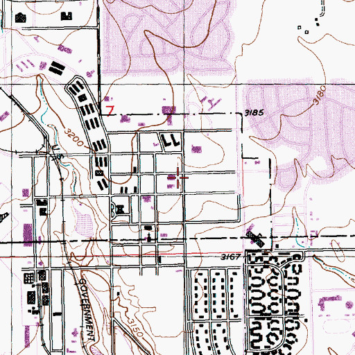 Topographic Map of Ellsworth Air Force Base Census Designated Place (historical), SD