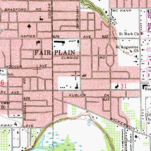 Topographic Map of Fair Plain Census Designated Place, MI