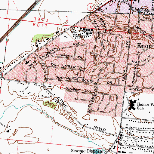 Topographic Map of Green Meadows Census Designated Place, OH