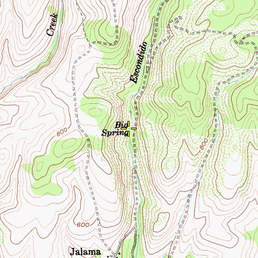 Topographic Map of Big Spring, CA