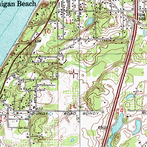 Topographic Map of Lake Michigan Beach Census Designated Place, MI
