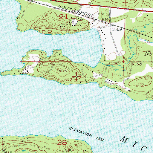 Topographic Map of Michigamme Census Designated Place, MI