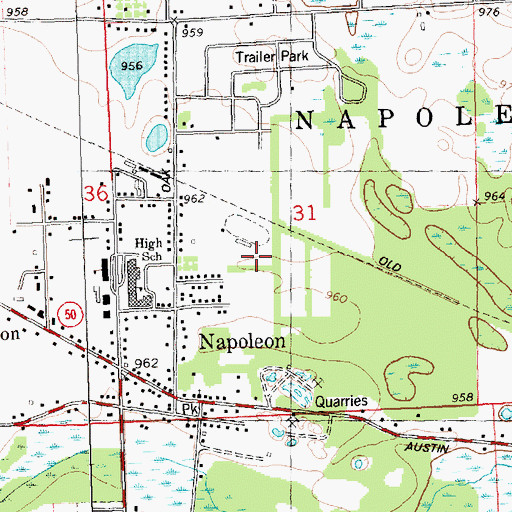 Topographic Map of Napoleon Census Designated Place, MI