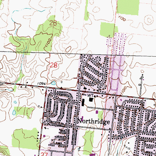 Topographic Map of Northridge Census Designated Place, OH