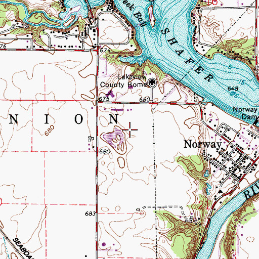 Topographic Map of Norway Census Designated Place, IN
