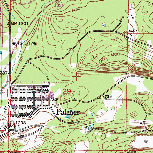 Topographic Map of Palmer Census Designated Place, MI
