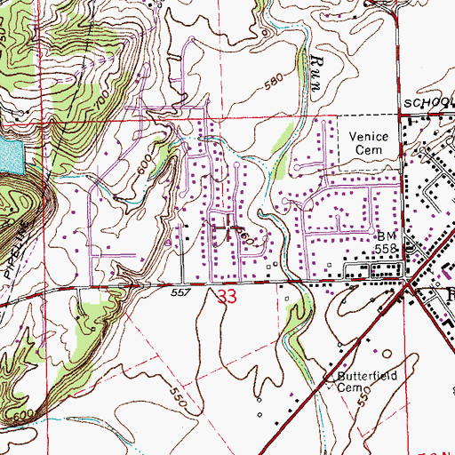 Topographic Map of Ross Census Designated Place, OH