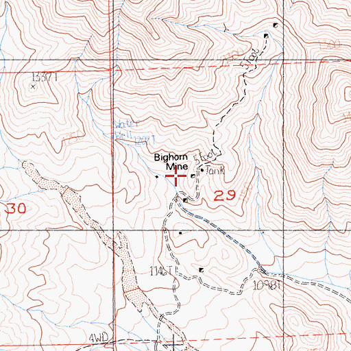 Topographic Map of Bighorn Mine, CA