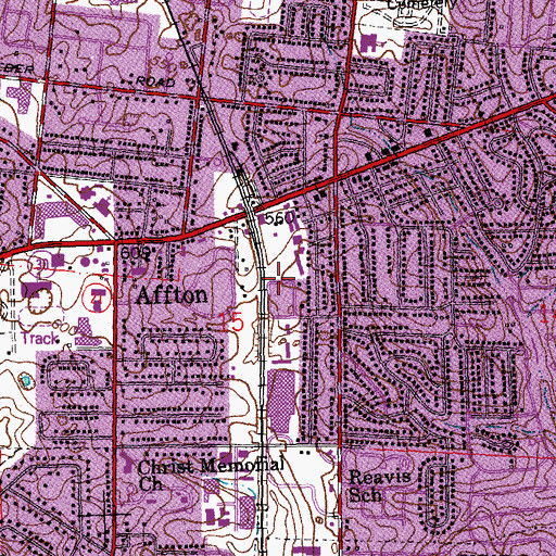 Topographic Map of Affton Census Designated Place, MO