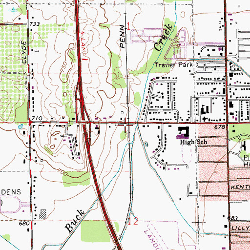 Topographic Map of Cutlerville Census Designated Place, MI