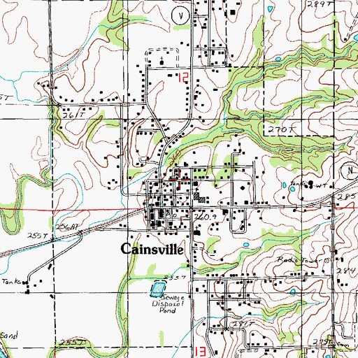 Topographic Map of City of Cainsville, MO