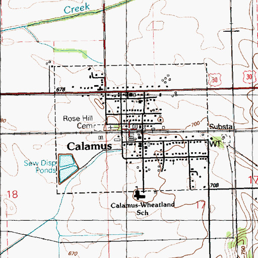 Topographic Map of City of Calamus, IA