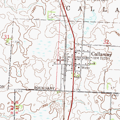 Topographic Map of City of Callaway, MN