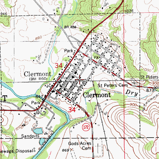 Topographic Map of City of Clermont, IA
