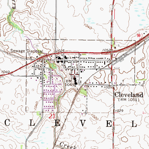 Topographic Map of City of Cleveland, MN